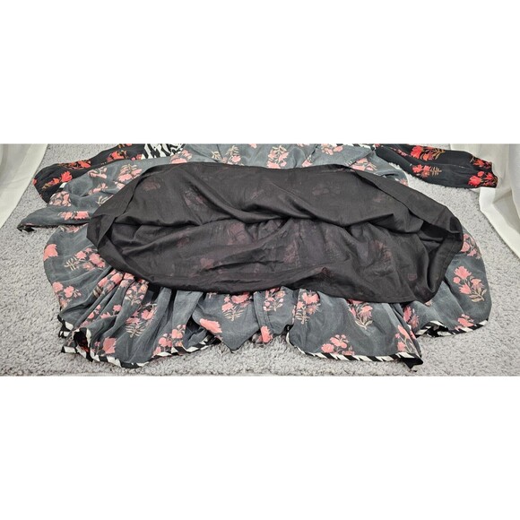 Nikasha Anthropologie Maxi Dress Tiered Floral Boho Maximalist Whimsy Goth Small - Picture 11 of 16